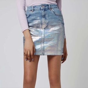 TOPSHOP Denim Holographic Skirt